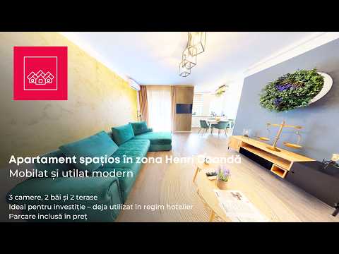 Apartament 3 camere, 2 bai, 2 terase, mobilat si utilat confort lux — Video