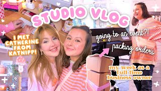 full time small business studio vlog 🎀 packing orders, going to an event & unboxing new goodies! 📦