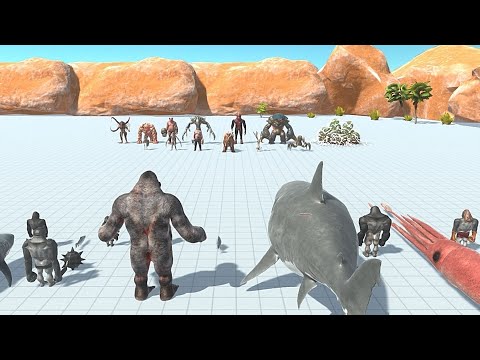 Infernal with Alien Exotica vs Aquatic with Mutant Primates - Animal Revolt Battle Simulator