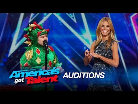 Piff the Magic Dragon: Heidi Klum Helps Comedic Magician in Dragon Suit - America's Got Talent
