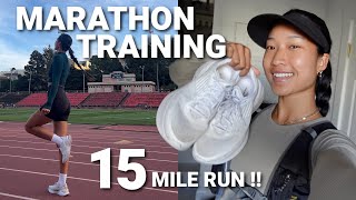 Marathon Training VLOG | 15 Mile Run, Track Workout + What I Eat!