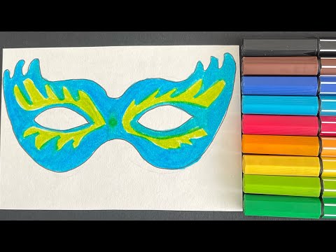 Comment dessiner et colorier un MASQUE de CARNAVAL | Dessin facile