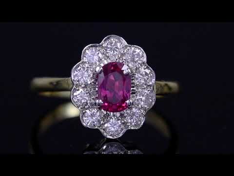 VINTAGE RUBY DIAMOND RING 18CT GOLD ENGAGEMENT RING DATED 1971