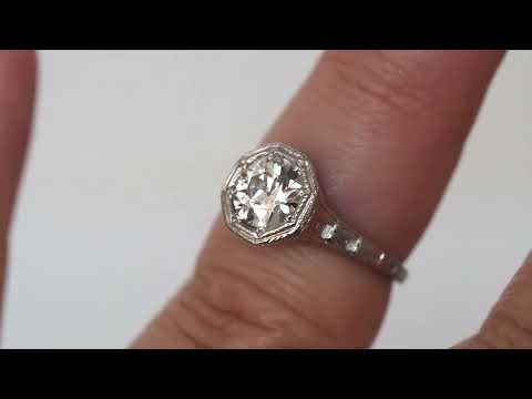 Circa 1910 Edwardian Platinum GIA 1.00ct Old European Brilliant Diamond Engagement Ring - VEG#1912