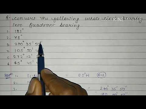 Conversation of Whole circle bearing into Quadrant bearing | Unit 2 | Mine surveying