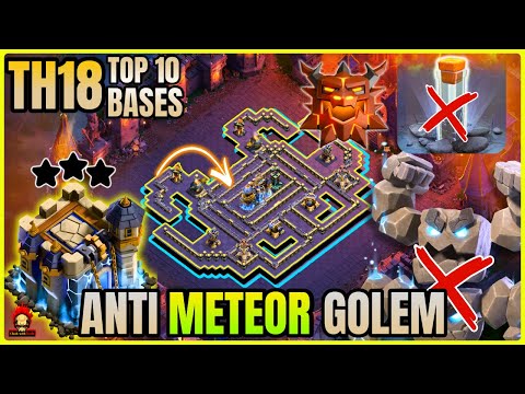 ANTI METEOR GOLEM TOP 10 TOWNHALL 18 BASE ! TH18 LEGEND BASES WITH LINK ! ANTI 2 STAR TH18 WAR BASE