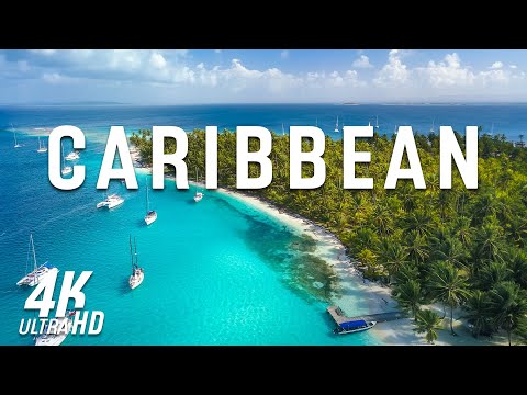 CARIBBEAN 4K DRONE Nature Film - Calming Piano Music - Beautiful Beach
