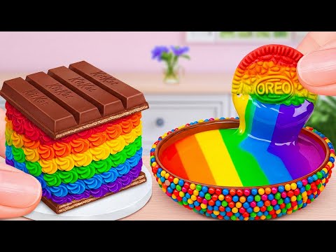 Rainbow Melted Cake Decorating 🌈 Most Oddly Satisfying Miniature Rainbow Cake Recipe 💗 Sweety Minnie