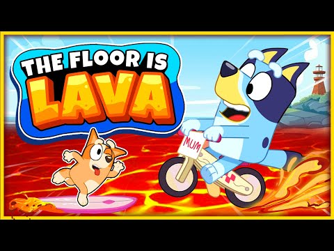 🌋Bluey - Floor is Lava🌋| Bluey Brain Break Party | Just Dance kids | Freeze Dance | GoNoodle