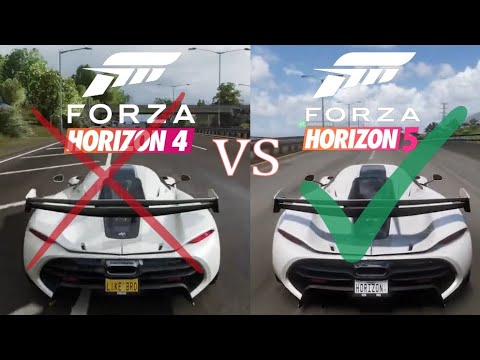 Forza Horizon 5 vs 4 gameplay and engine sounds comparison Koenigsegg Jesko 2020