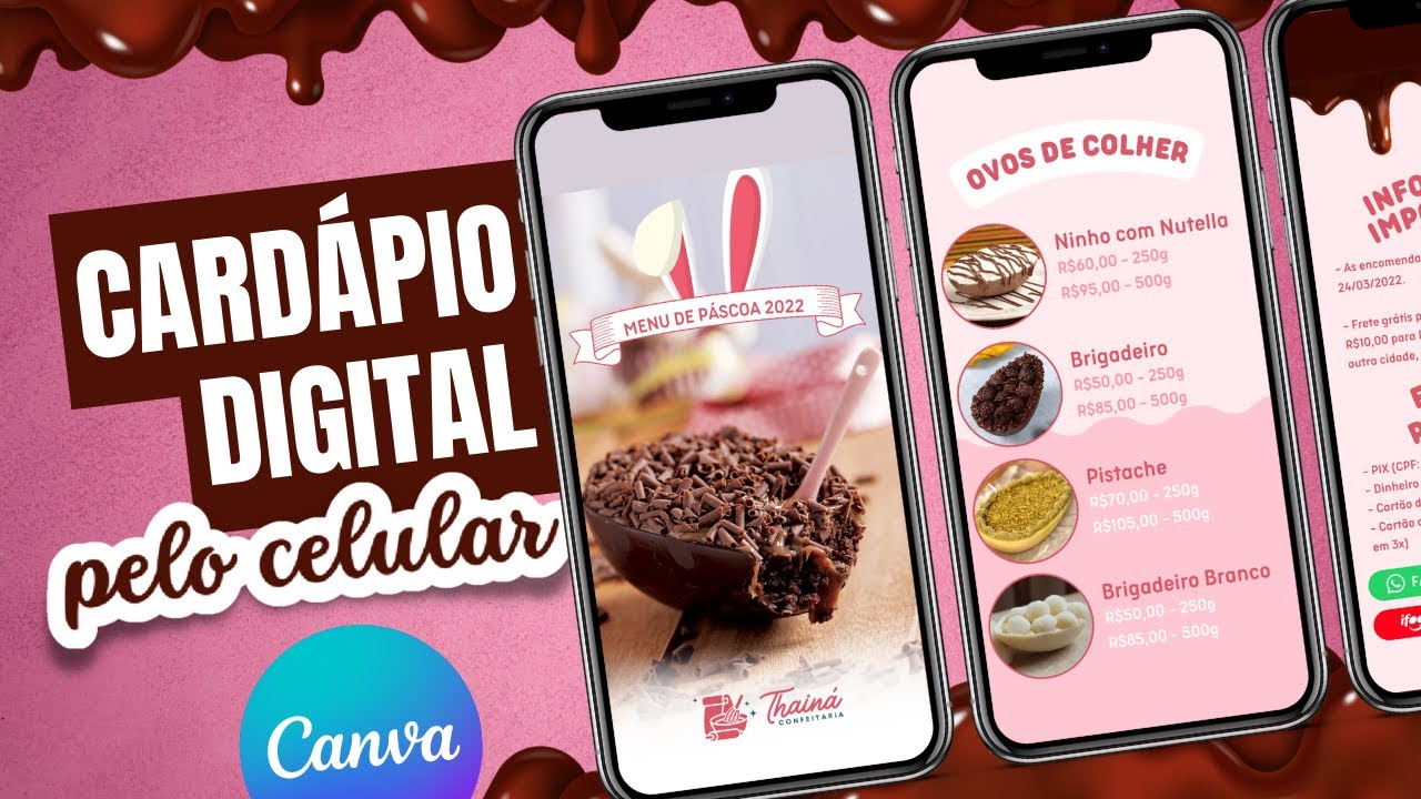 COMO FAZER CARDÁPIO DIGITAL INTERATIVO e ONLINE no CANVA (Tutorial Gratuito) | CARDÁPIO DE PÁSCOA