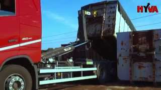 Container transport VOLVO FH with hookloader HyvaLift