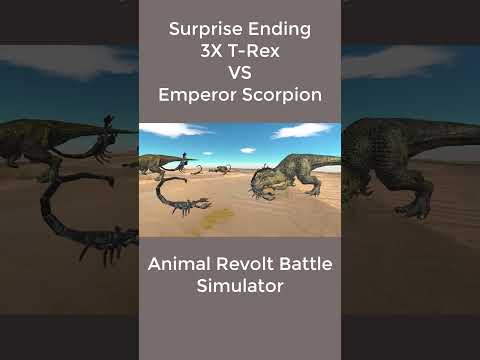 Surprise Ending | 3X T-Rex VS Emperor Scorpion - Animal Revolt Battle Simulator #short