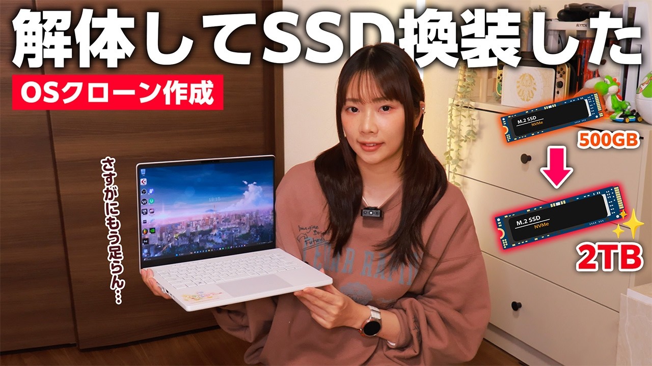 ノートPCのストレージを500GBから2TBに交換したらもう最高！！！！