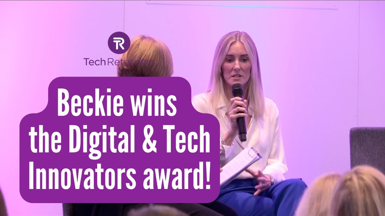 Beckie wins the Digital & Tech Innovators award at Inspiring Women Awards 2022 | Tech Returners