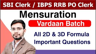 Mensuration for Bank Exams | SBI Clerk 2021 | IBPS RRB PO Clerk | Vardaan Batch | Anshul Saini