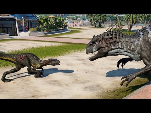 2 Indoraptor & 2 Indominus Rex Breakout & Fight! Jurassic World Evolution (4K 60FPS)