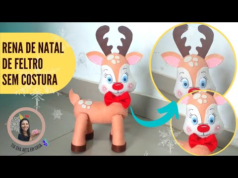 Rena de Natal de Feltro sem costura. Com ferro de Solda.