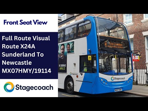 Full Route Visual | Stagecoach NE Bus Route X24A - Sunderland to Newcastle | MX07HMY/19114