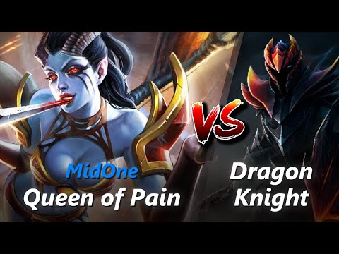 MidOne safelane Queen of Pain vs Dragon Knight/Weaver | First 10 minutes