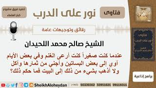 صورة ماحكم من جنى من ثمار البساتين وأكل وهو صغيراً؟ الشيخ اللحيدان - مشروع كبار العلماء