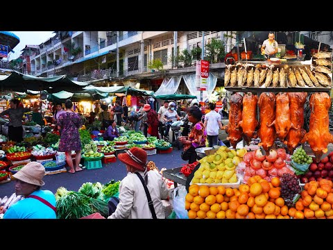 Cambodian live food market, amazing food market lives, fresh food market