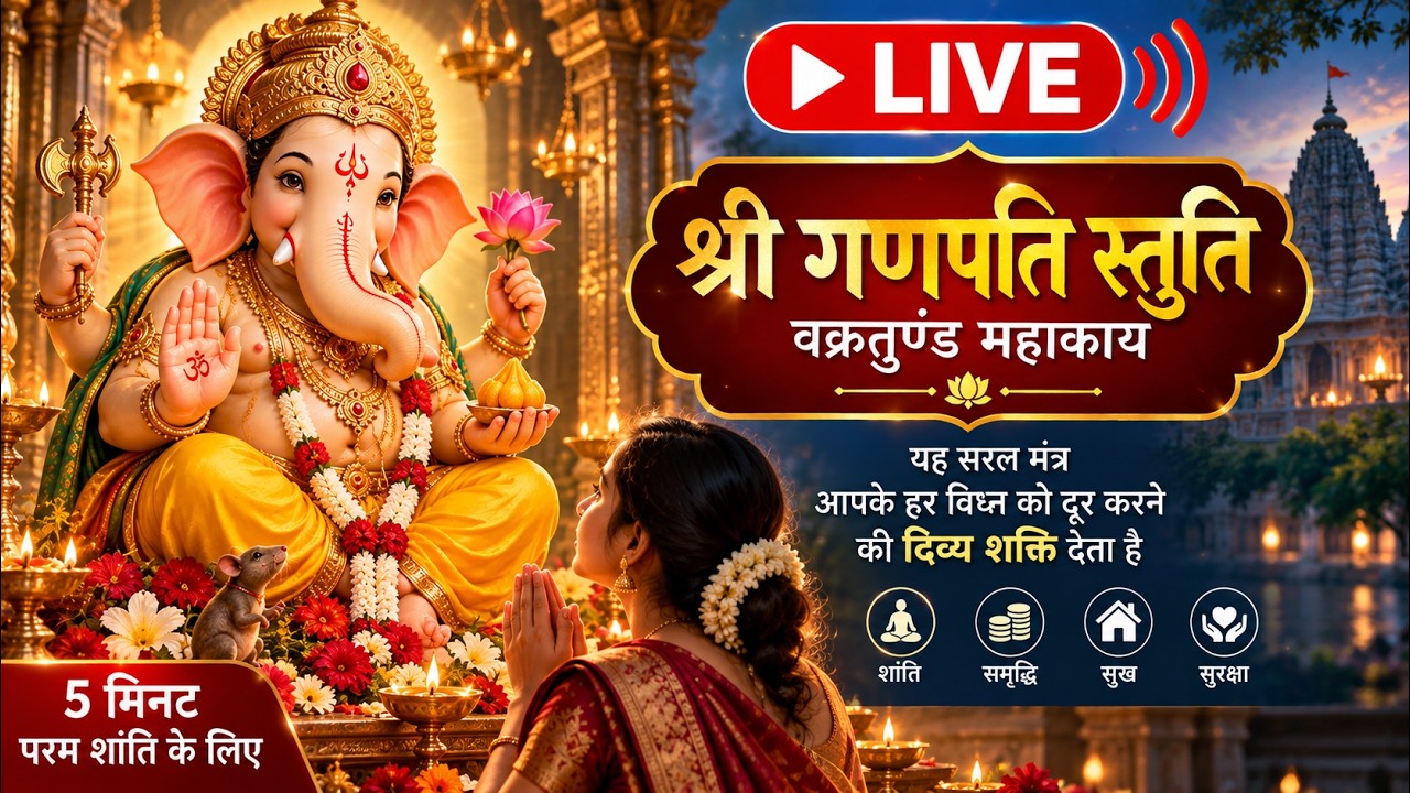 LIVE | श्री गणपति स्तुति ? वक्रतुण्ड महाकाय | Ganpati Bappa Morya | गणेश मंत्र | LIVE