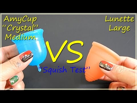 AmyCup "Crystal" Med vs Lunette Lg "Squish Test" - Menstrual Cups