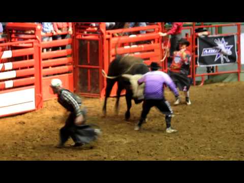 Dusty LaBeth attempts to ride at the Cowtown Classic 12-31-2011