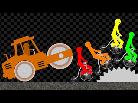 Survival Stickman Penny Farthing Race - Escape From Road Roller