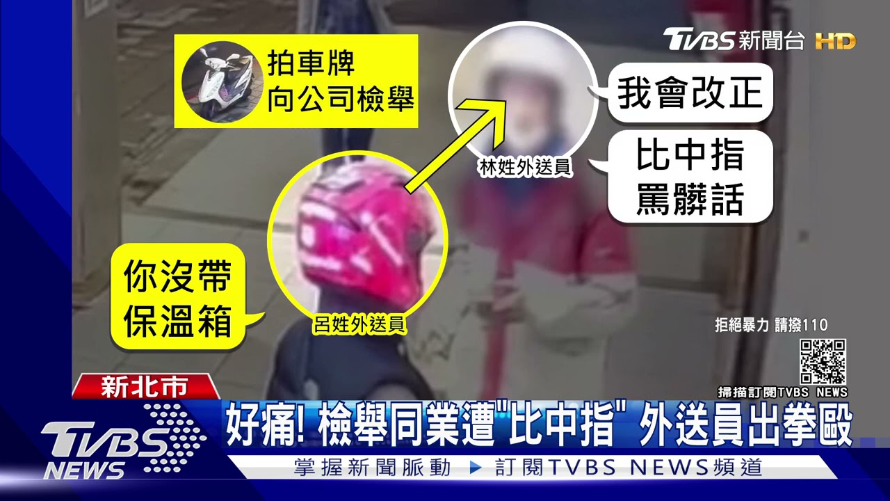 「你沒帶保溫箱」!檢舉同業遭比中指 2外送員當街爆衝突