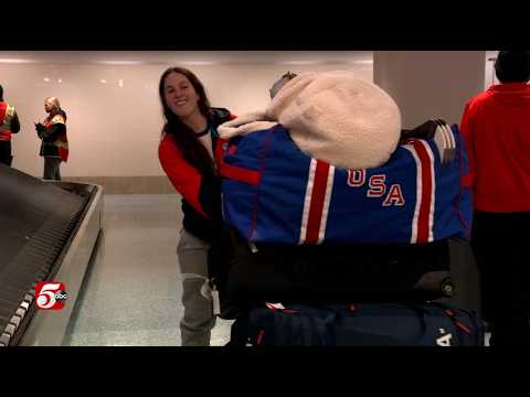 Gold medal-winning USA women’s hockey players arrive home in Minnesota