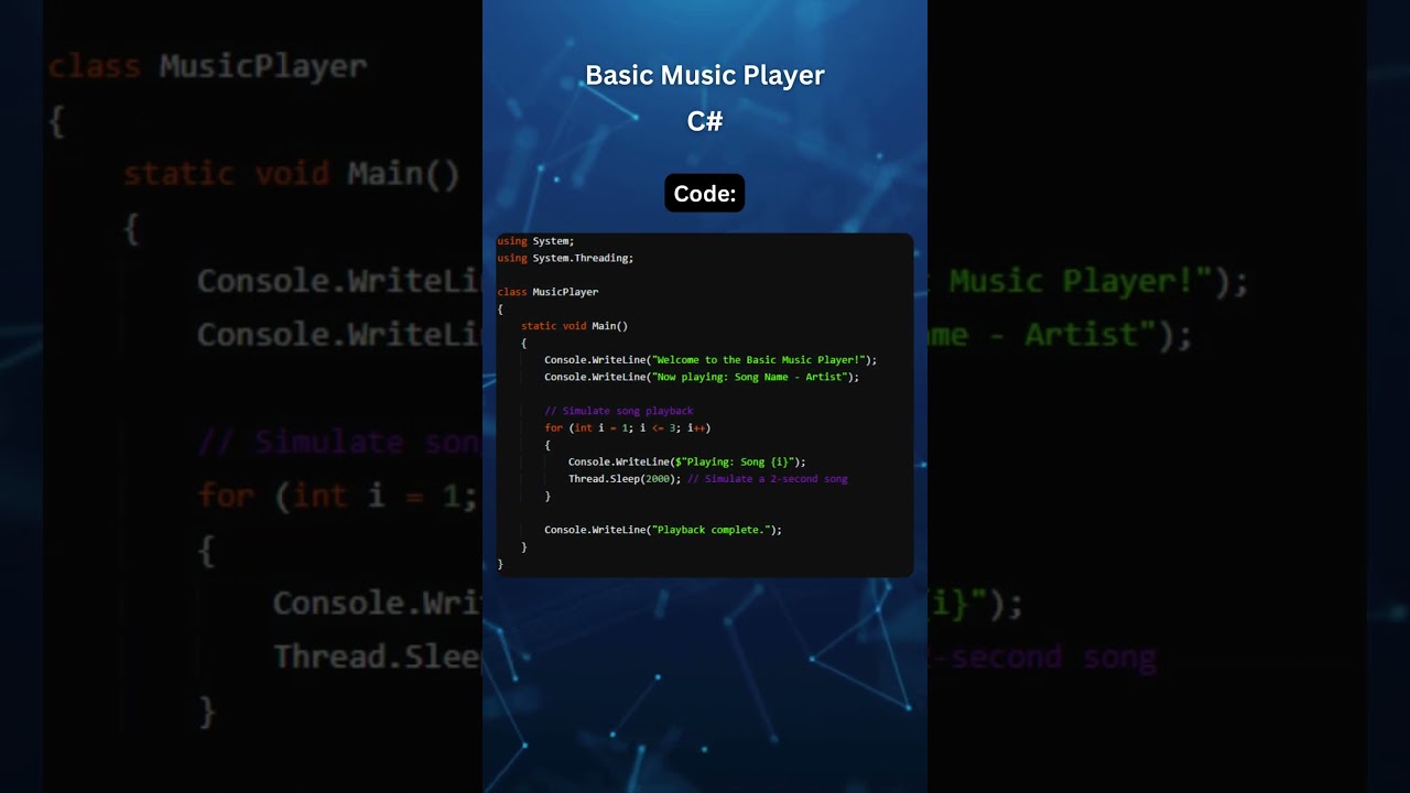 Basic Music Player in C# #coding #gaming #code #coder #csharp  #tutorial #developer #programming