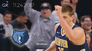 Nikola Jokic with 14 in the 4th Against Memphis - Full Box Score Highlights - 11.24.2017