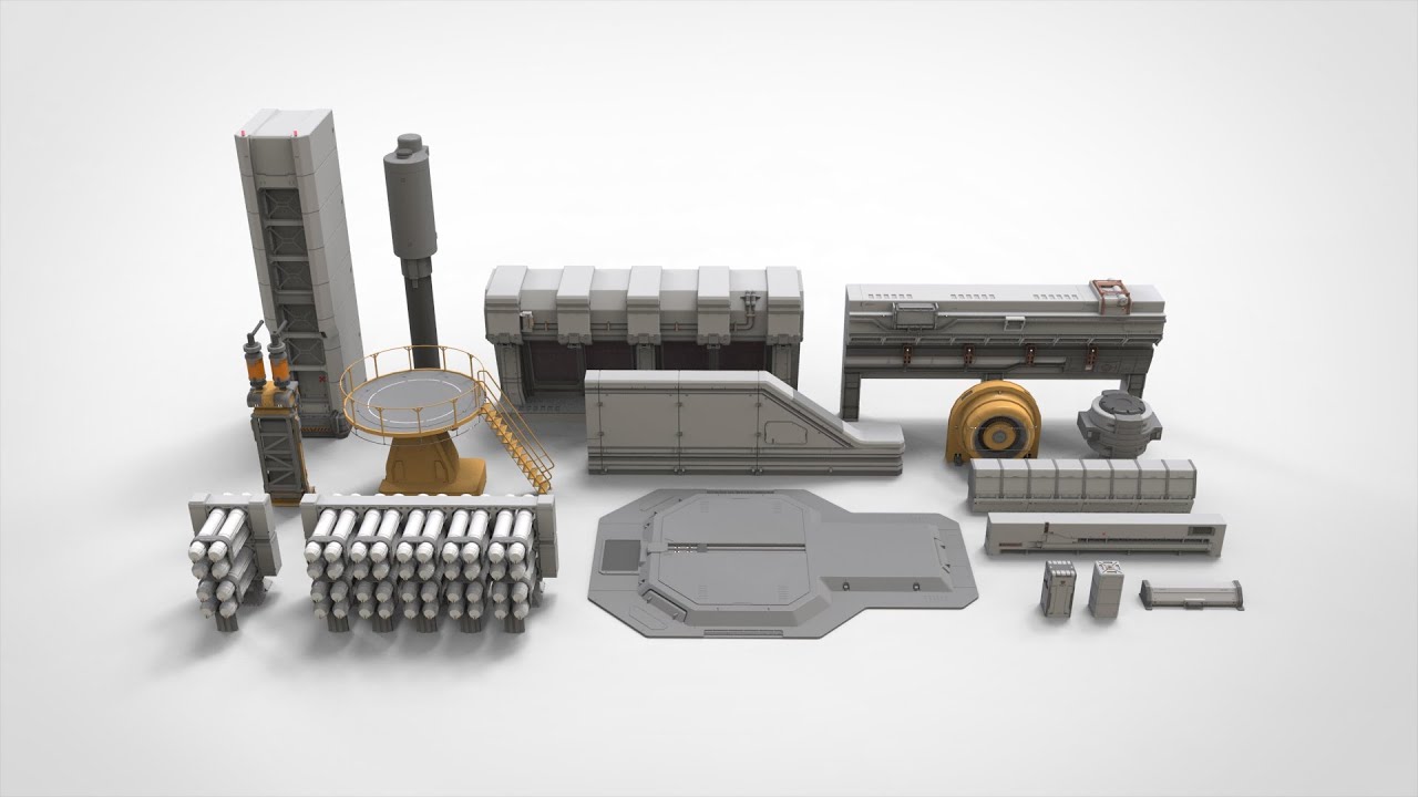 Sci-fi architecture kitbash 14 3D Model