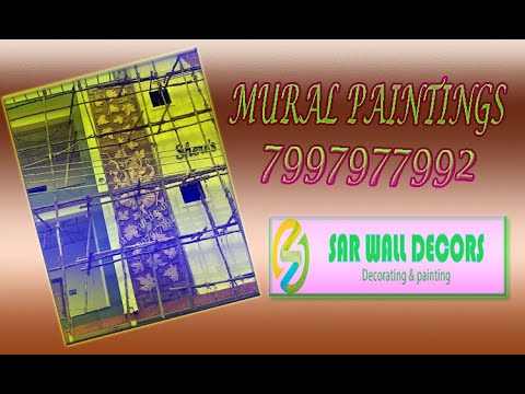 Smooth multicolor cement mural on building elevation, design...