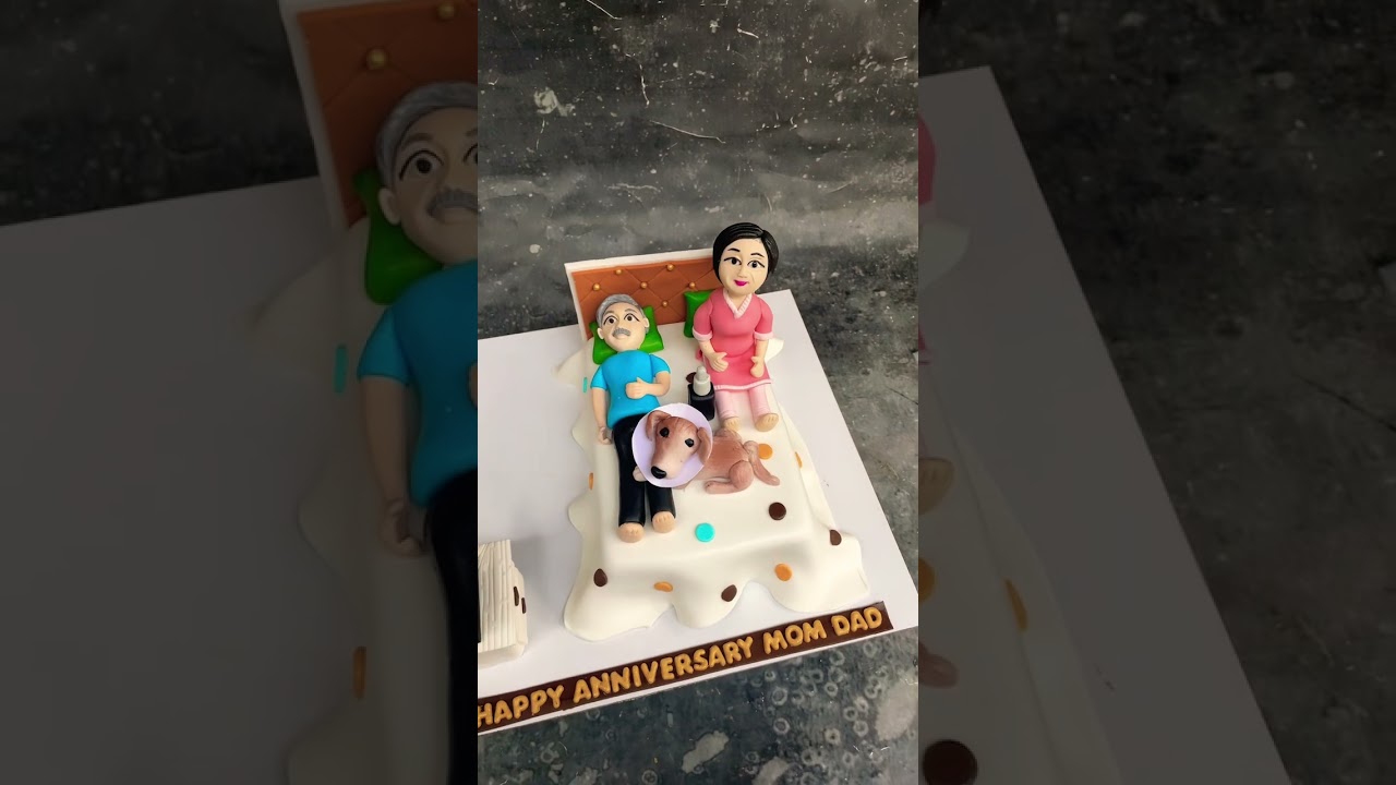 Anniversary cake | happy anniversary mom dad | Mom Dad Cake | Fondantcakes