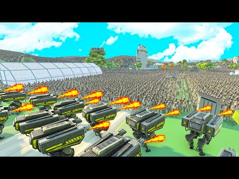 LASER TURRET, DEFENSE TURRET, T45, GIANT ROLLER VS 4 MILLION ZOMBIE, SAVAGEV, PYRAMID !!! UEBS 2