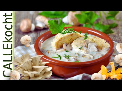 Frische Pilze in Sahnesoße zubereiten. Total schnell, einfach, lecker.