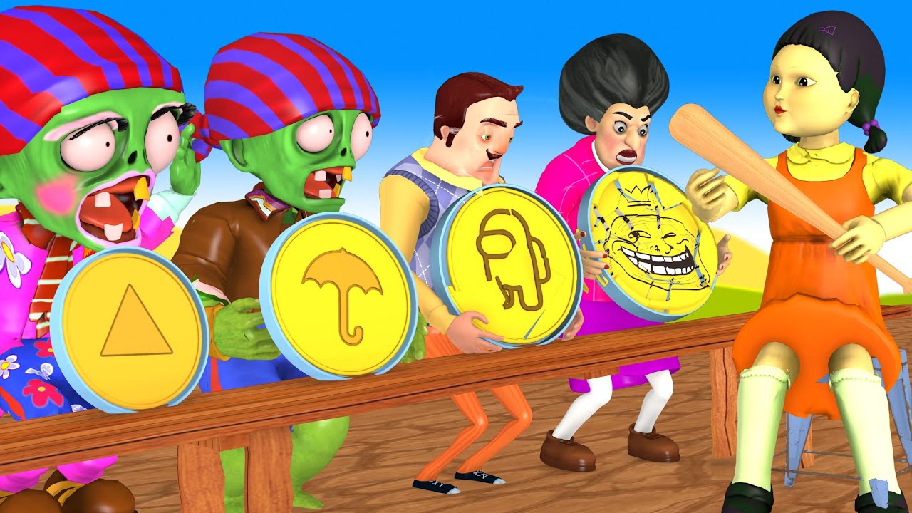 Scary Stranger Vs Squid Game (오징어 게임) - Miss T Troll Zombie Destroy Honeycomb Candy Challenge #3