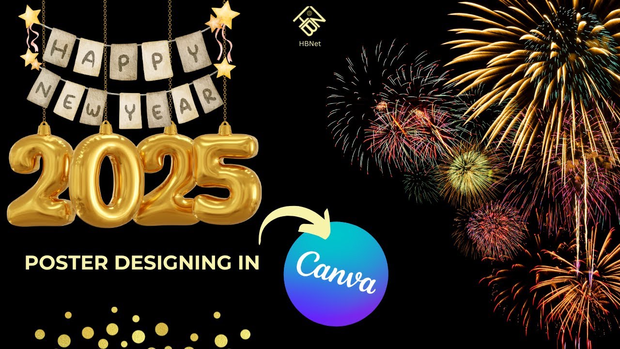 🎈😍New Year Poster Designing Tutorial in Canva😍🎈 | HBNet Agency