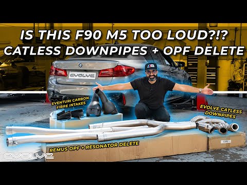 F90 M5 Competition Evolve Catless Downpipes + Remus OPF Delete - Before/After Sound