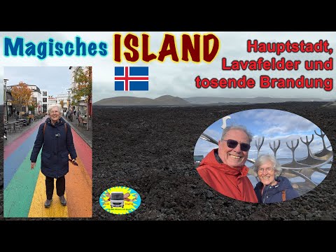 Reykjavik und Lavafeld. Islands Moderne und Islands Feuer