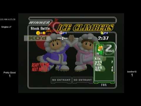 GSS 86 SSBM - Pretty Good (Ice Climbers) vs. bonfire10 (Sheik, Fox) - Melee LF