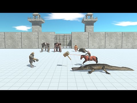 2 VS 1 MUTANT PRIMATES VS ANCIENT HUMANS + REPTILES - Animal Revolt Battle Simulator