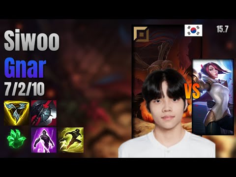 Siwoo Top Gnar vs Fiora lol KR solo rank Full Game 15.7 | 시우 나르 vs 피오라