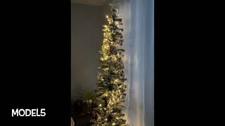 NOMA Pre-Lit Bennet Pencil Christmas Tree, 200 LED Lights, 7-ft Light demonstration