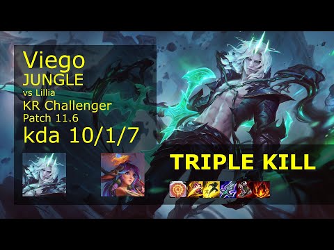 Viego Jungle vs Lillia - KR Challenger 10/1/7 Patch 11.6 Gameplay // [롤] 비에고 vs 릴리아 정글