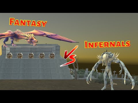 Infernals vs Fantasy | Cemetery Arena - Animal Revolt Battle Simulator