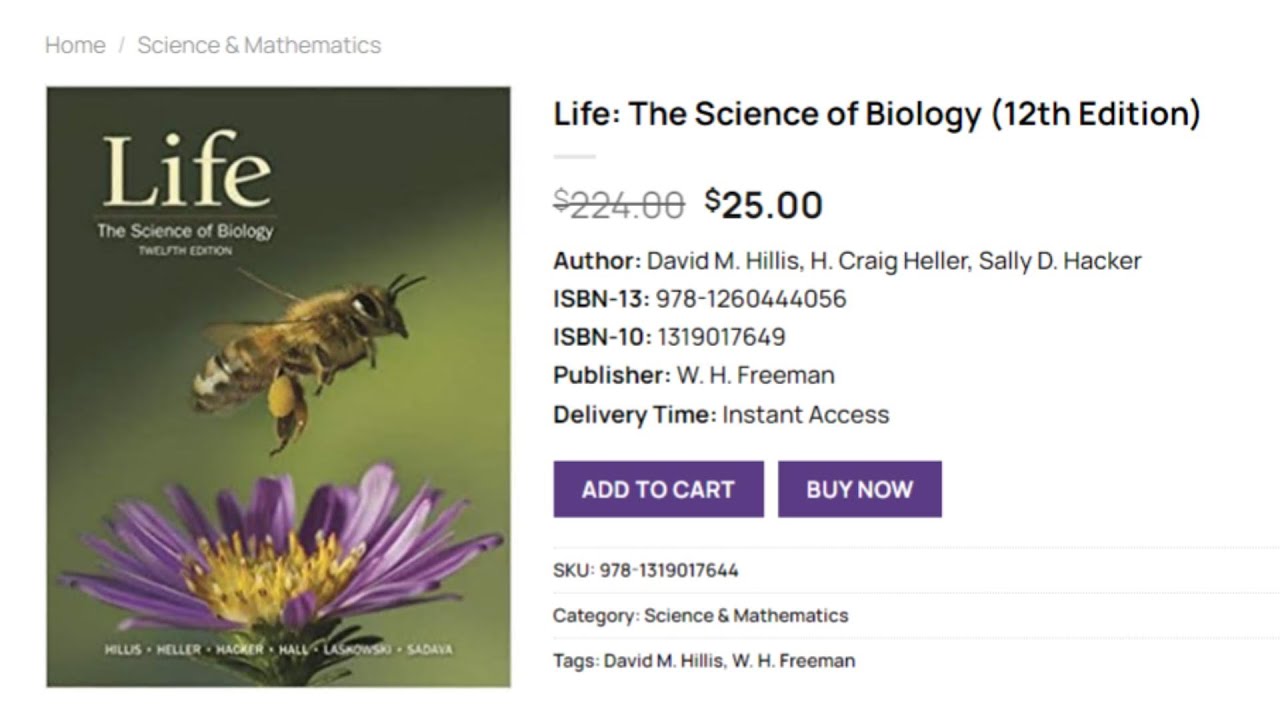 (PDF) Life: The Science of Biology (12th Edition) - Price $25 | eBook